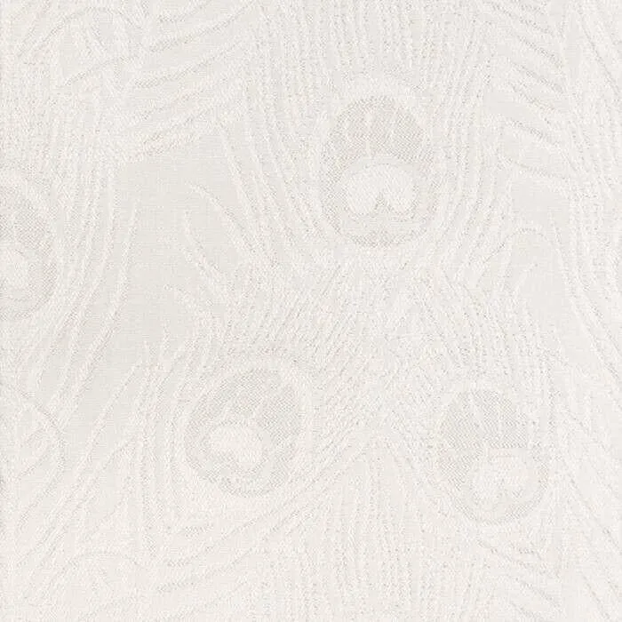 White Peacock Feather Finch Vanilla Damask Jacquard Fabric By The Yard