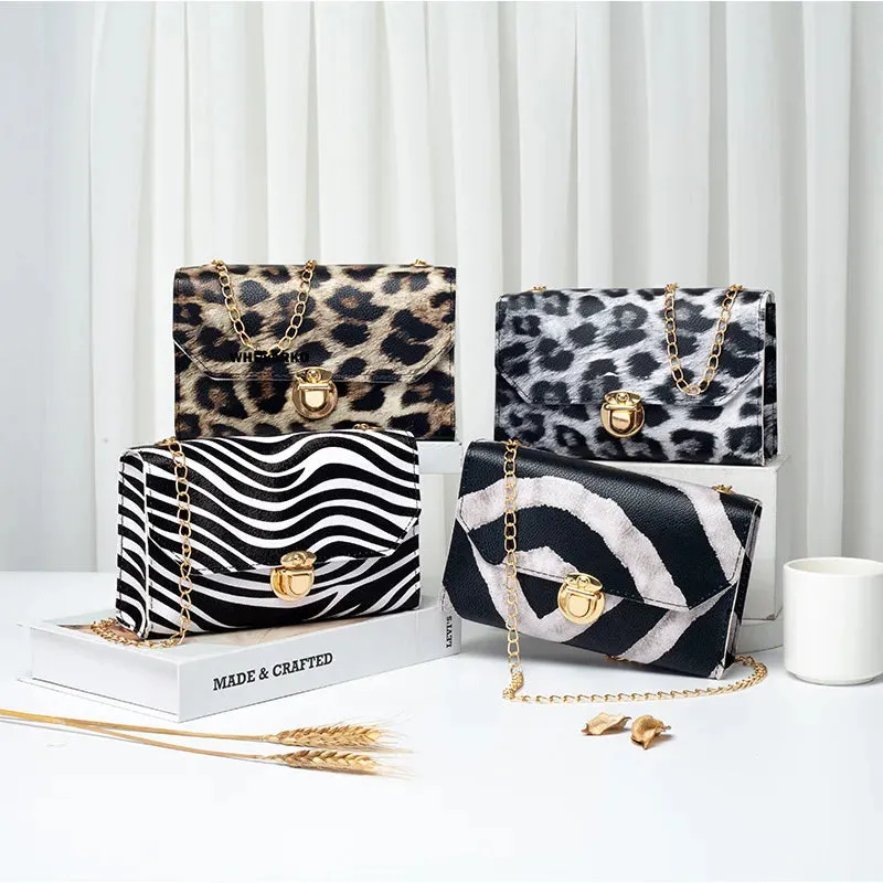 Women Bag Luxury Designer with Chain Shoulder Bag Leopard Print Leather Handbag Ladies Fashion Crossbody Bag Casual Tote