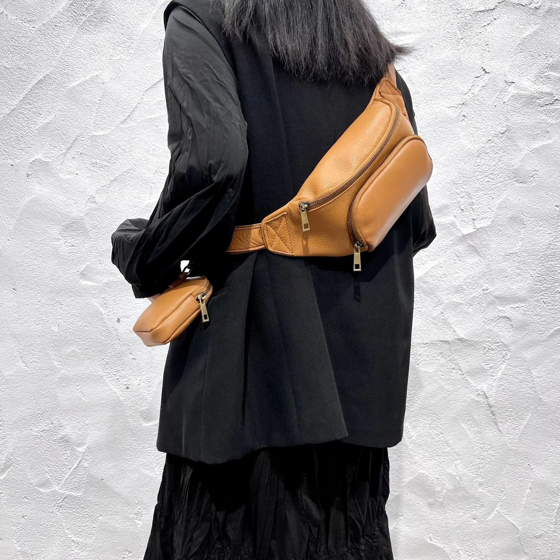 Womens Small Black Leather Sing Bags Chest Bag For Women