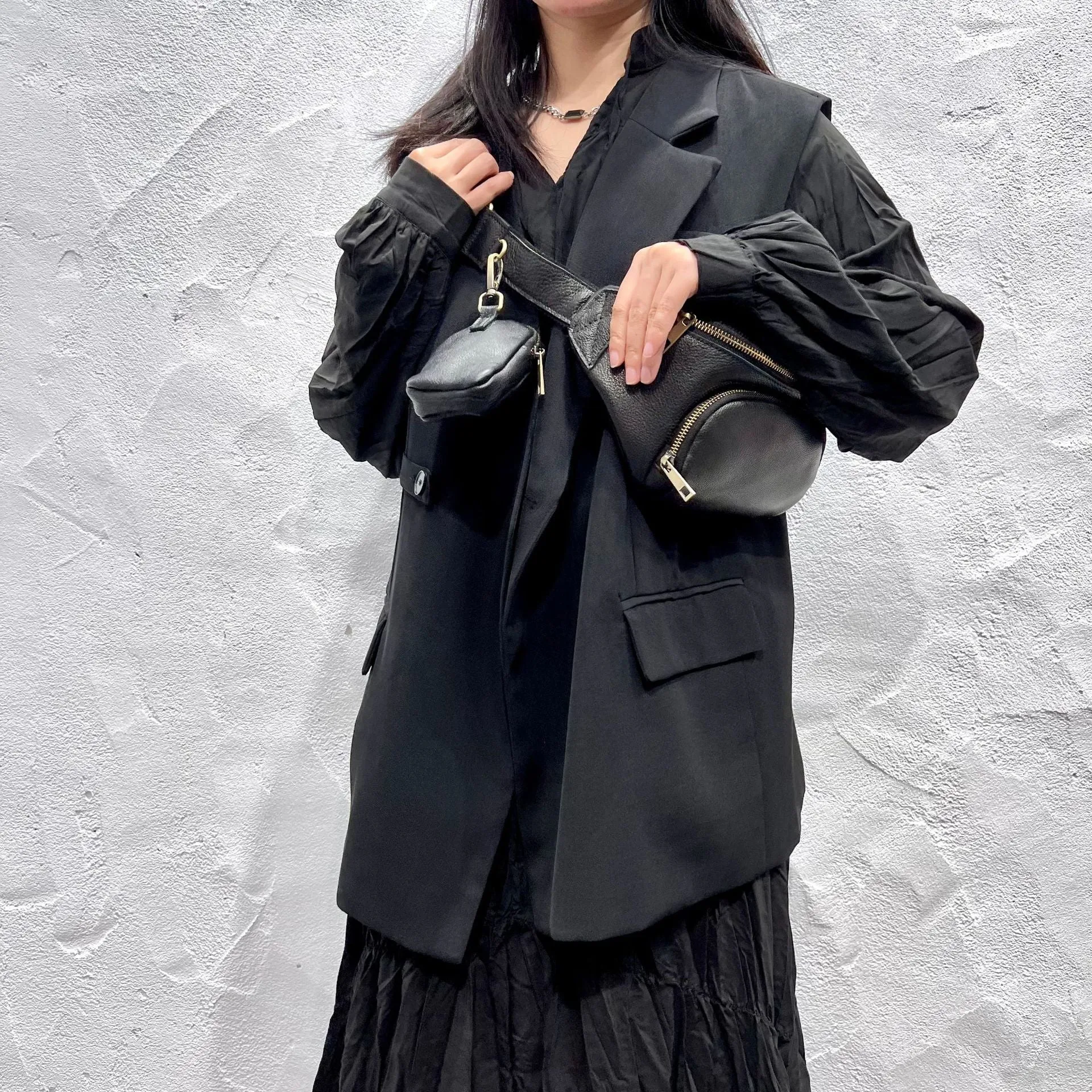 Womens Small Black Leather Sing Bags Chest Bag For Women