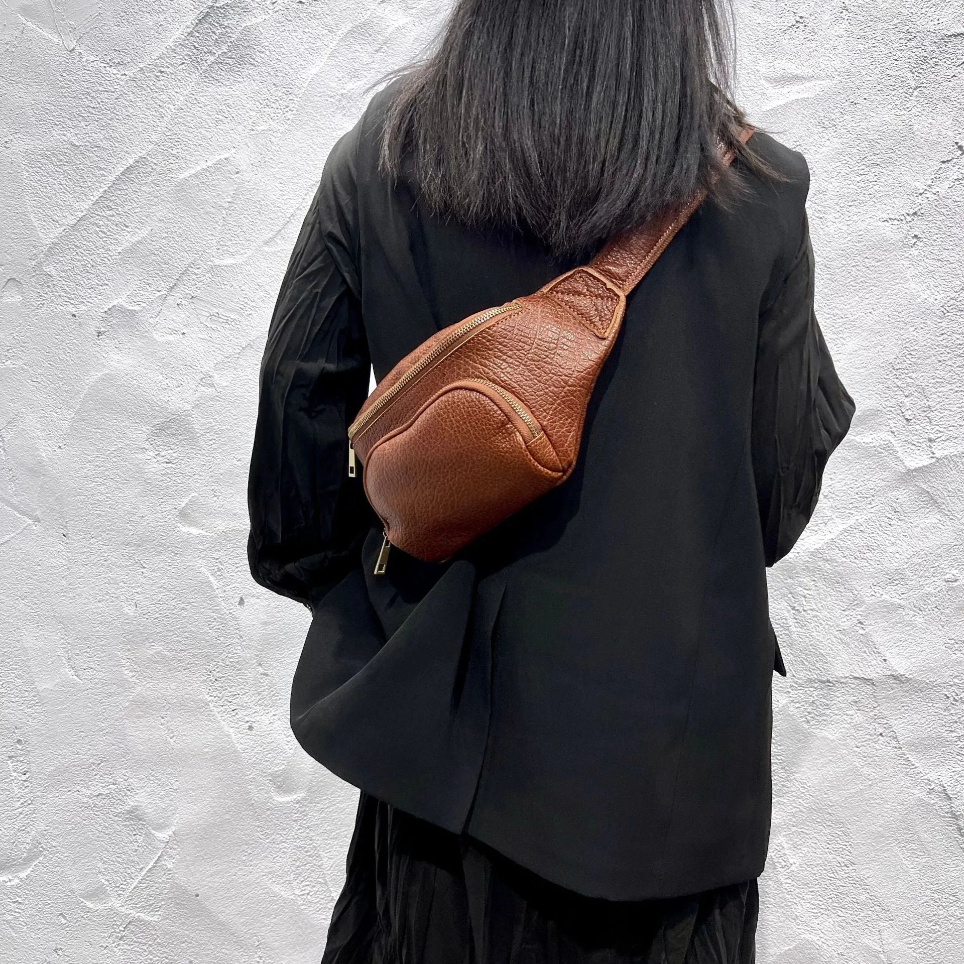 Womens Small Black Leather Sing Bags Chest Bag For Women