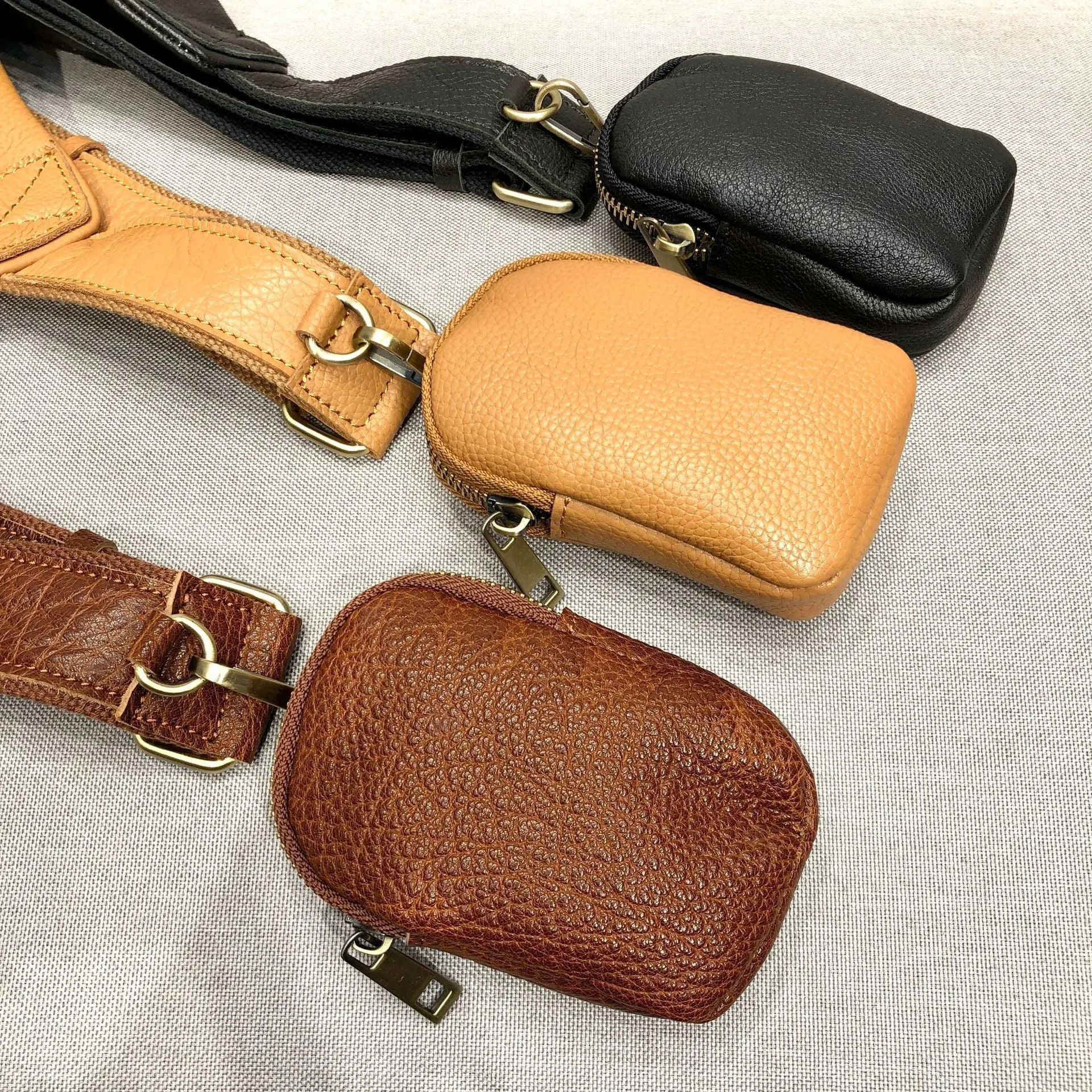 Womens Small Black Leather Sing Bags Chest Bag For Women