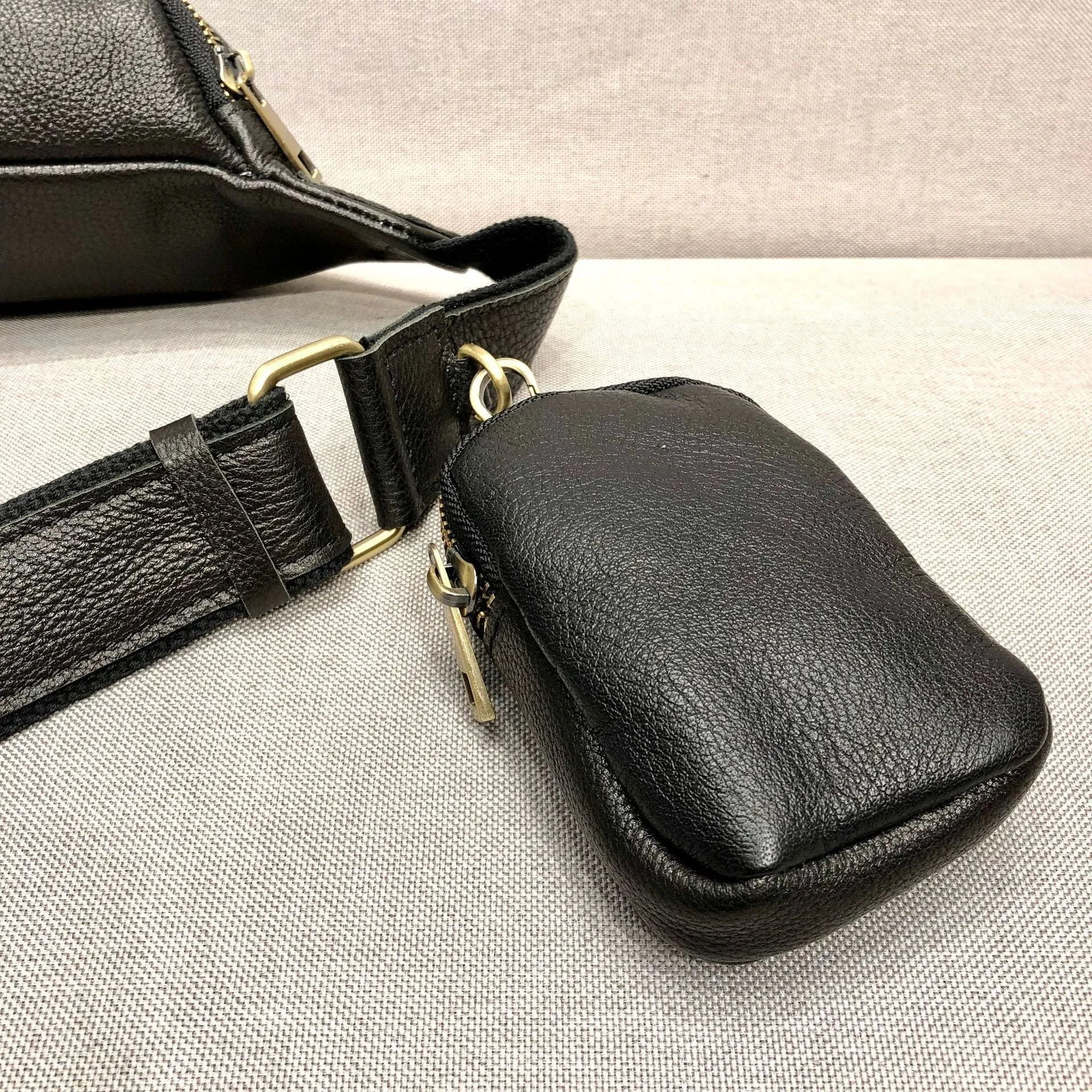Womens Small Black Leather Sing Bags Chest Bag For Women